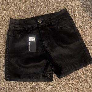 Black Faux Leather Shorts